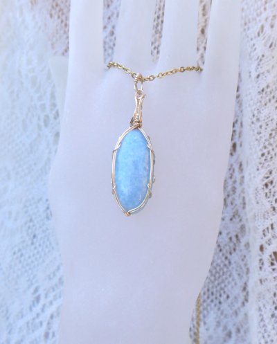 画像4: 聖者のような優しい色合いを放つ祝福の石＊ビオラン（ブルーダイオプサイド ）統合のグリッド巻き®ペンダントトップ◇(Ｃ)