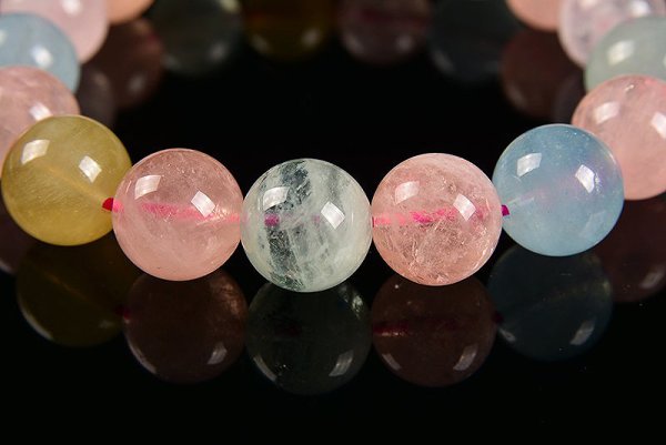 画像2: 高品質ミックスベリルブレスレット12.5mm◇ (2)