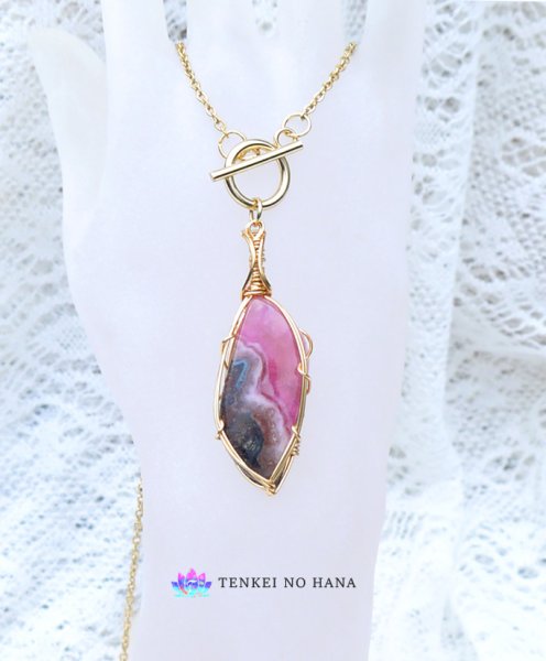 画像1: マザーのような慈愛に溢れたピンクコバルトカルサイト統合のグリッド巻き®ネックレス(Ａ)◇ (1)