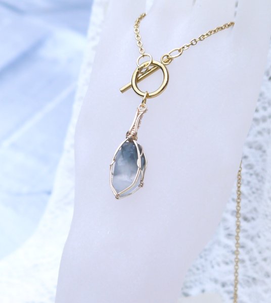 画像5: 慈悲と再生の石＊ブルーターラクォーツ統合のグリッド巻き®ネックレス◇(Ａ") (5)