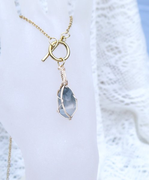 画像3: 慈悲と再生の石＊ブルーターラクォーツ統合のグリッド巻き®ネックレス◇(Ａ") (3)