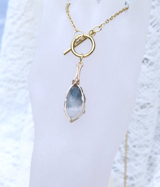 画像4: 慈悲と再生の石＊ブルーターラクォーツ統合のグリッド巻き®ネックレス◇(Ａ") (4)